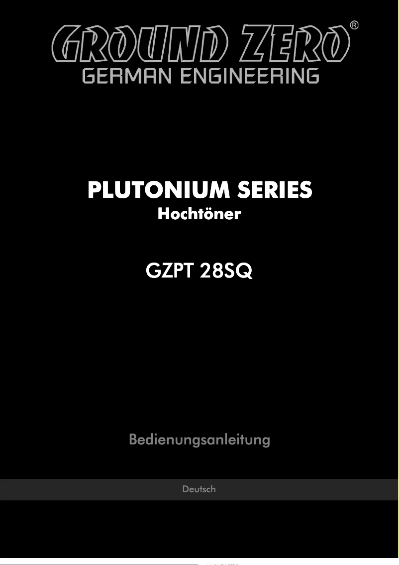 First page image of the manual for GZPT 28SQ