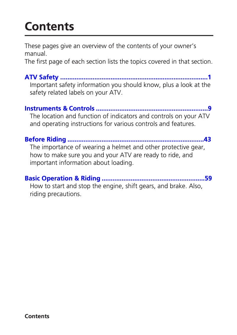 Página 1 del manual Manual de usuario Honda Fourtrax Rubicon 4X4 (2014)