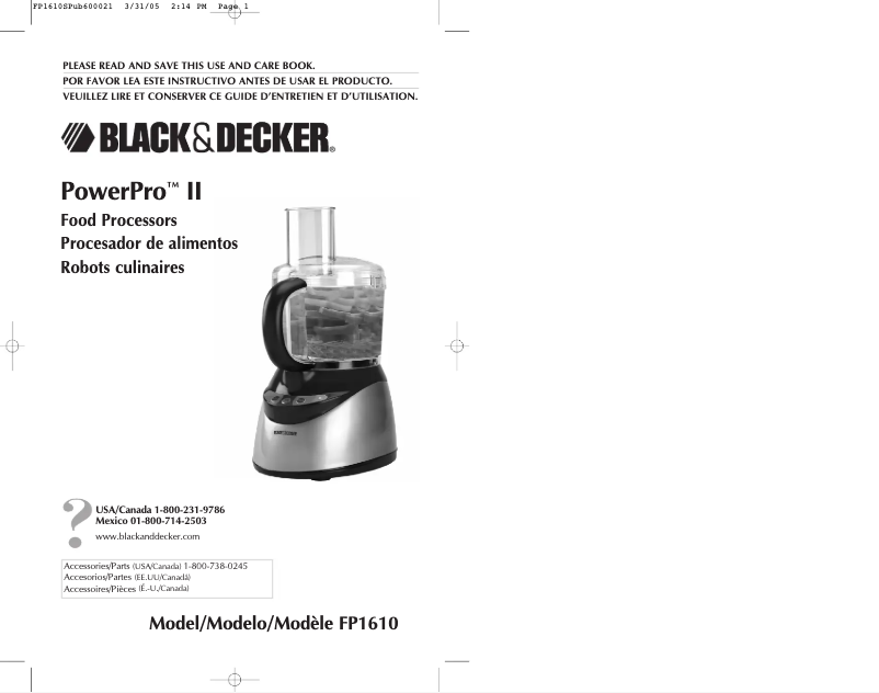 Página 1 del manual Manual de usuario Black & Decker FP1610S