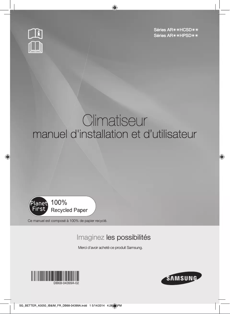 Page 1 de la notice Manuel utilisateur Samsung AR18HPSDDWK