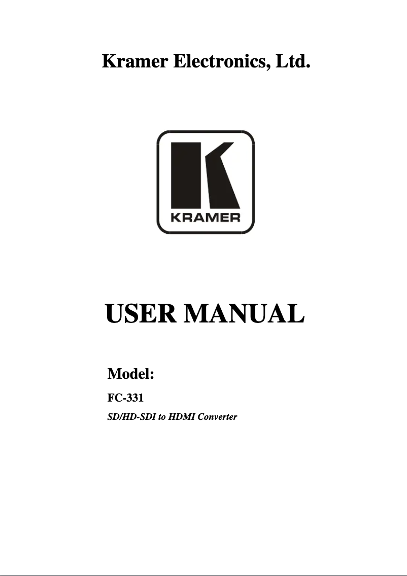 Page 1 de la notice Manuel utilisateur Kramer FC-331-MD