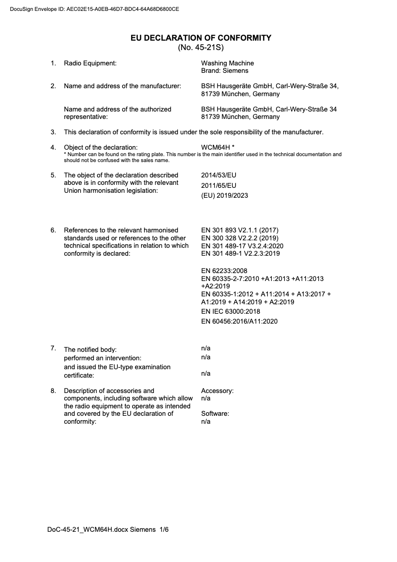 Page n°1 - Manuel utilisateur Siemens WM14PIHDN