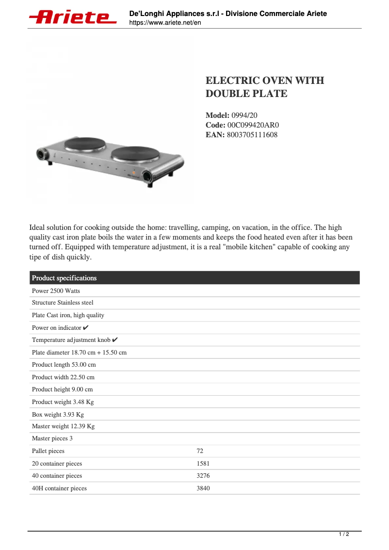 Image de la première page du manuel de l'appareil 994