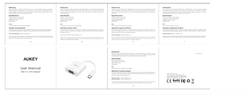 Page 1 de la notice Manuel utilisateur Aukey CB-C41