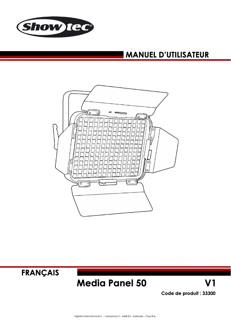 Page 1 de la notice Manuel utilisateur Showtec Media Panel 50
