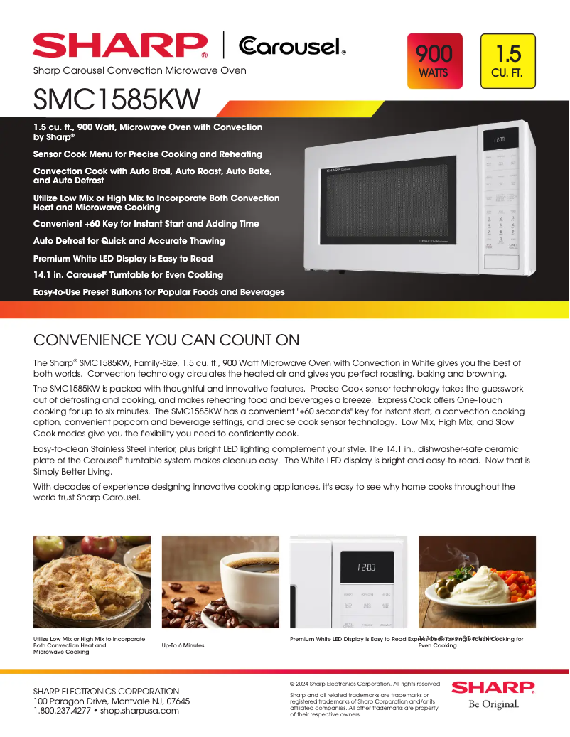 Page 1 de la notice Fiche technique Sharp SMC1585KW