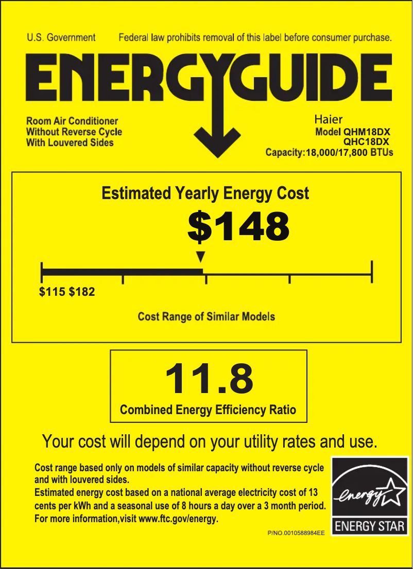 Page 1 de la notice Label énergétique Haier QHM18