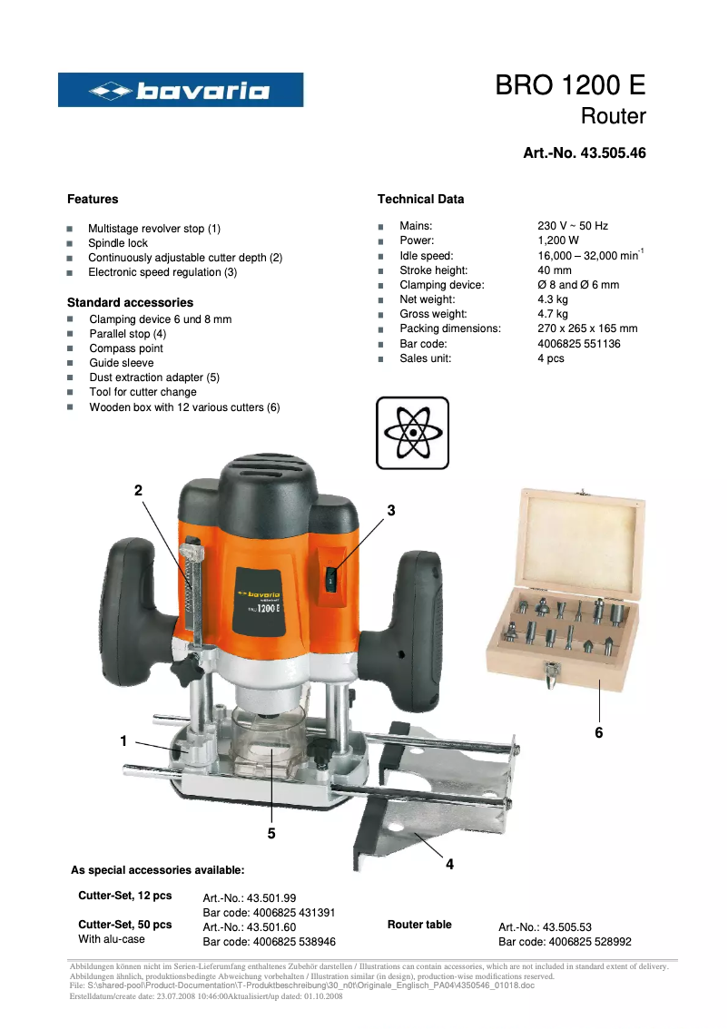 Page n°1 - Manuel utilisateur Bavaria BRO 1200 E
