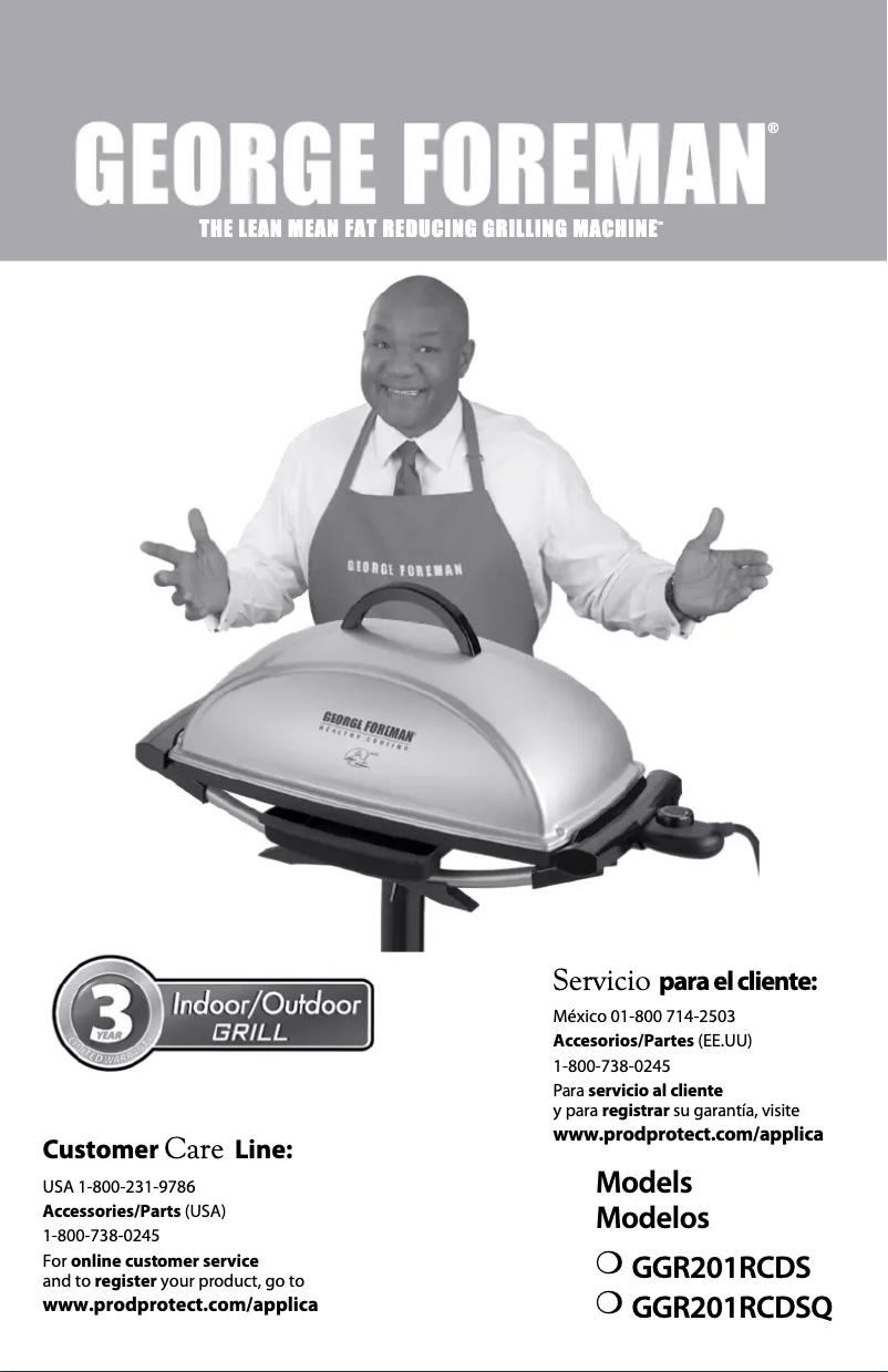 Page 1 de la notice Manuel utilisateur George Foreman GGR201RCDSQ