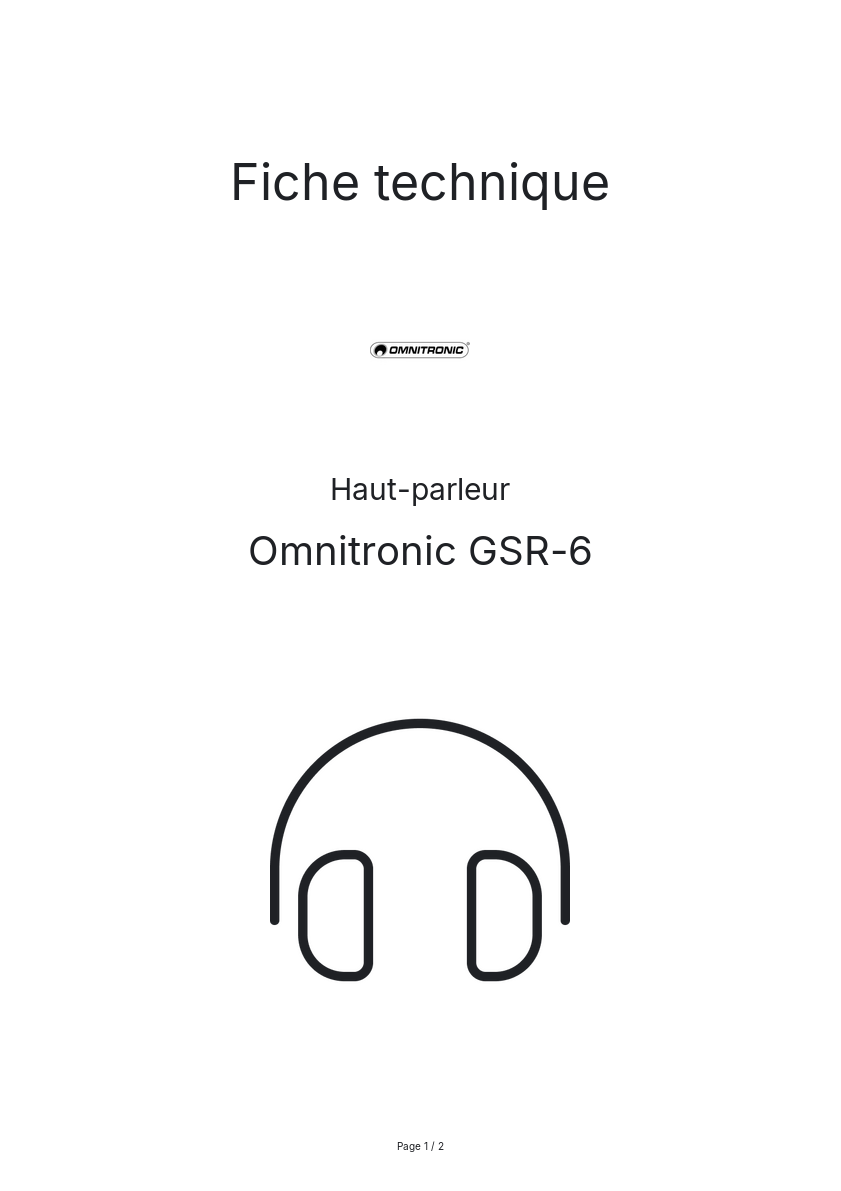 Page n°1 - Fiche technique Omnitronic GSR-6