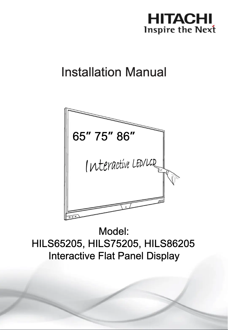 Page n°1 - Guide d'installation Hitachi HILS75205
