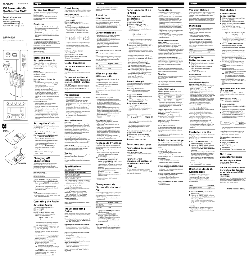 Imagen de la primera página del manual del dispositivo SRF-M606