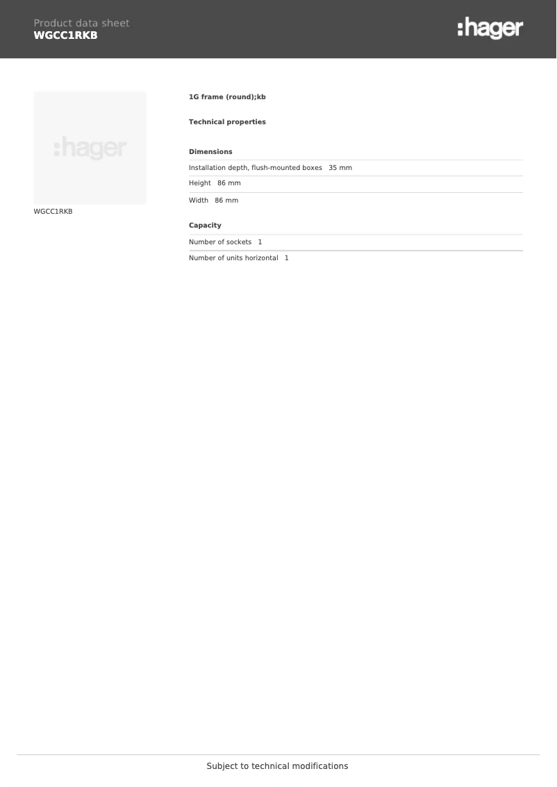 Image de la première page du manuel de l'appareil WGCC1RKB