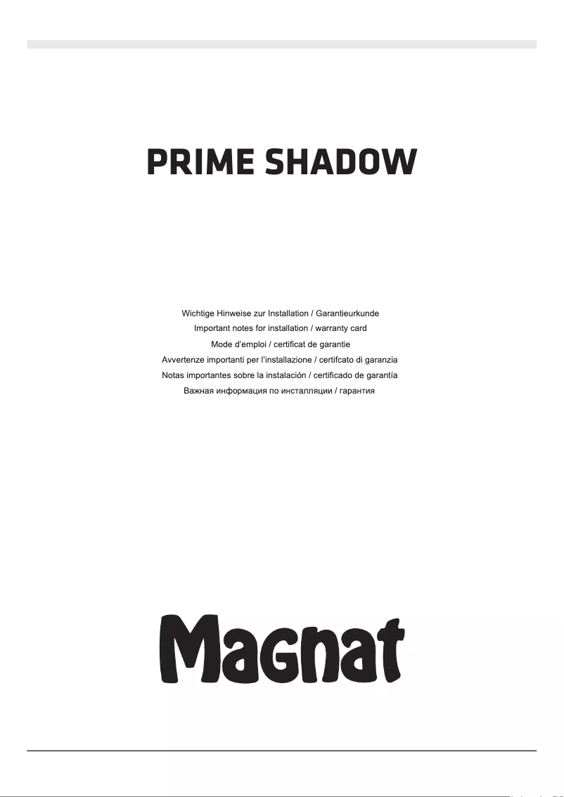 Page n°1 - Manuel utilisateur Magnat Prime Shadow