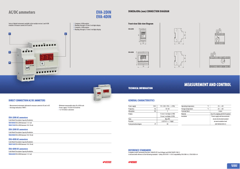 Page n°1 - Fiche technique Vemer EVA-2DIN