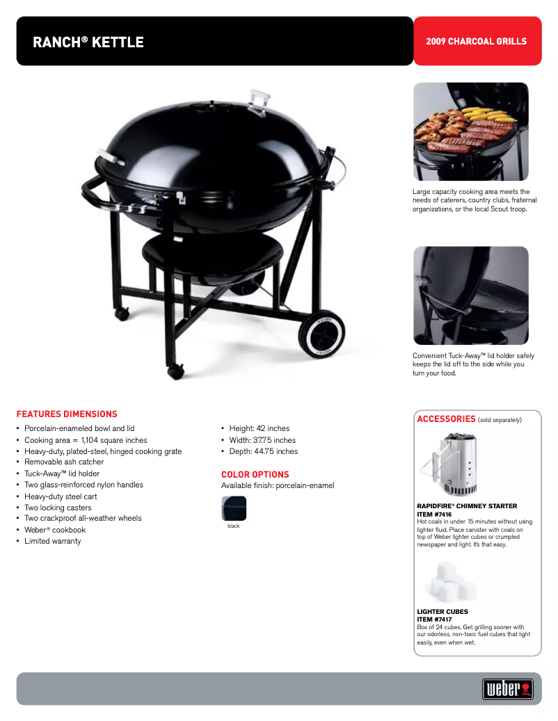 Página 1 del manual Ficha técnica Weber Ranch Kettle