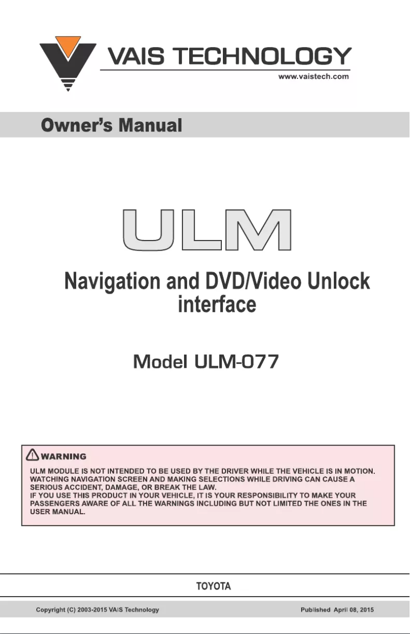 Image de la première page du manuel de l'appareil ULM-77