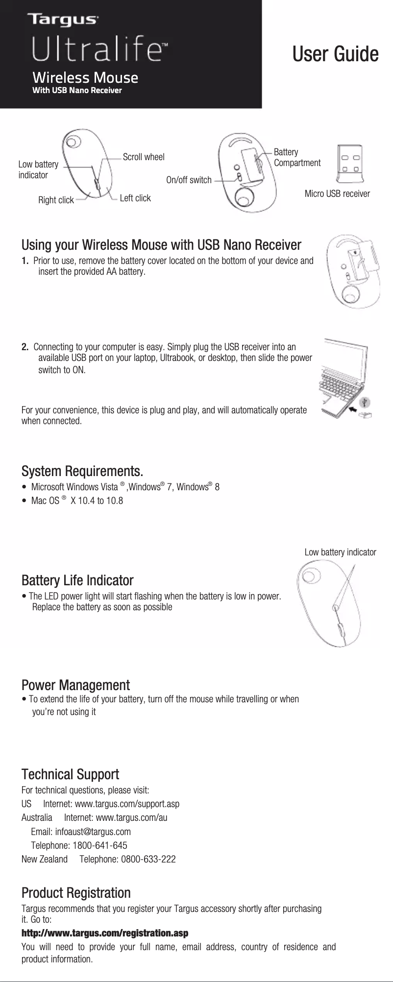 Imagen de la primera página del manual del dispositivo AMW064US