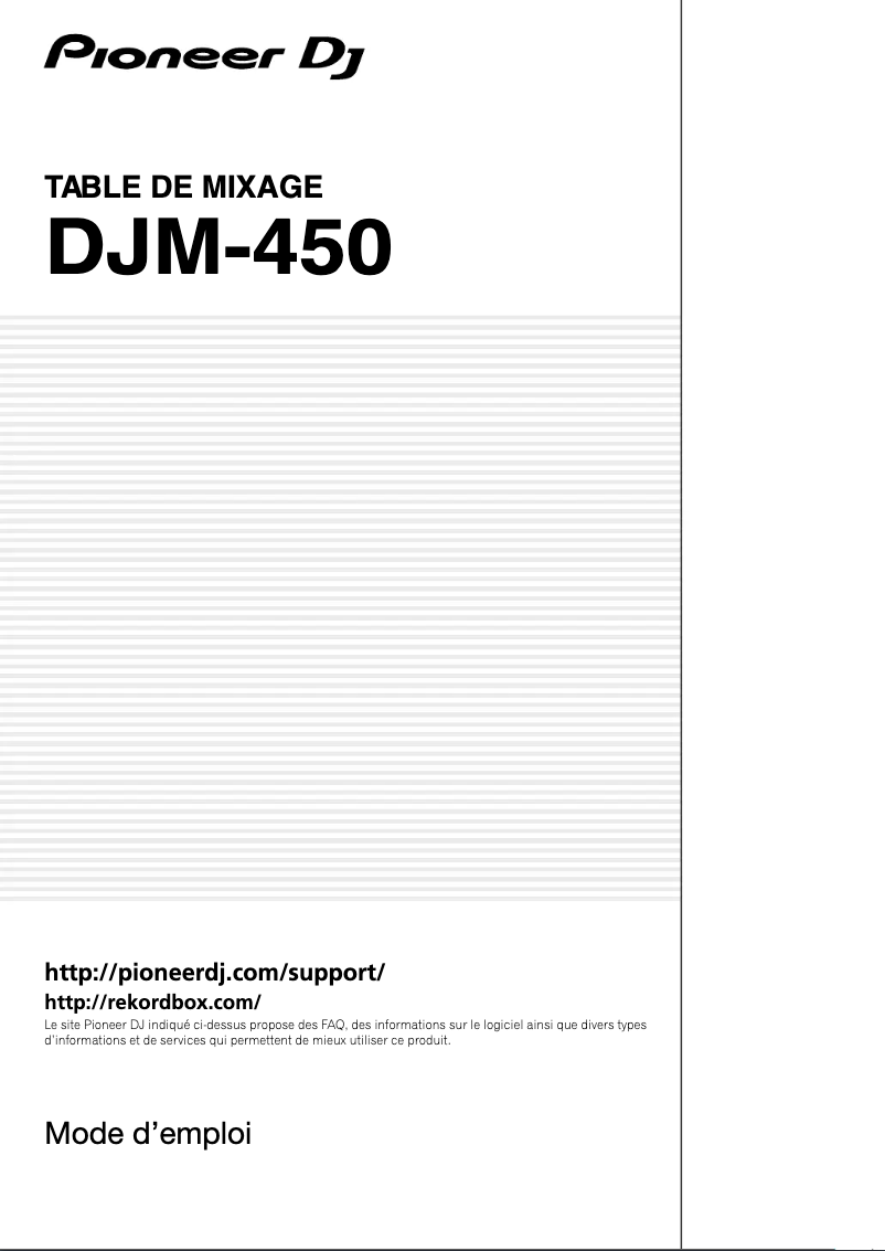 Image de la première page du manuel de l'appareil DJM-450