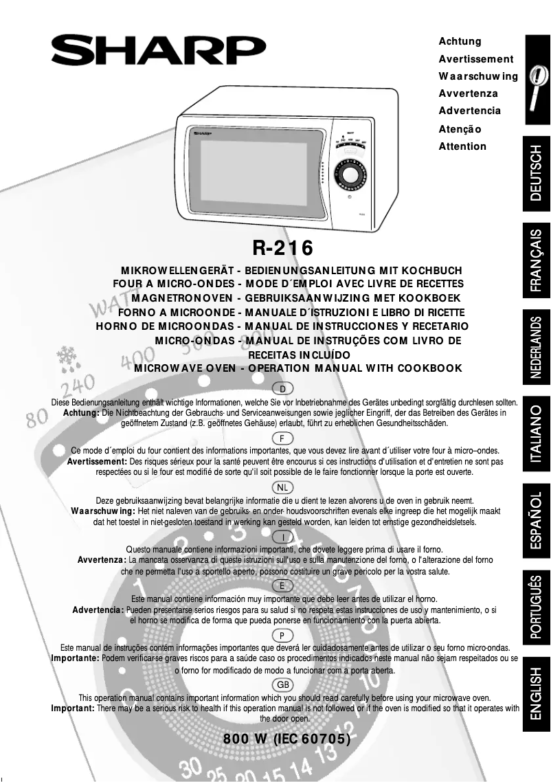 Page n°1 - Manuel utilisateur Sharp R-216W