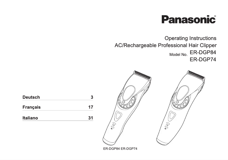 Page n°1 - Manuel utilisateur Panasonic ER-DGP84
