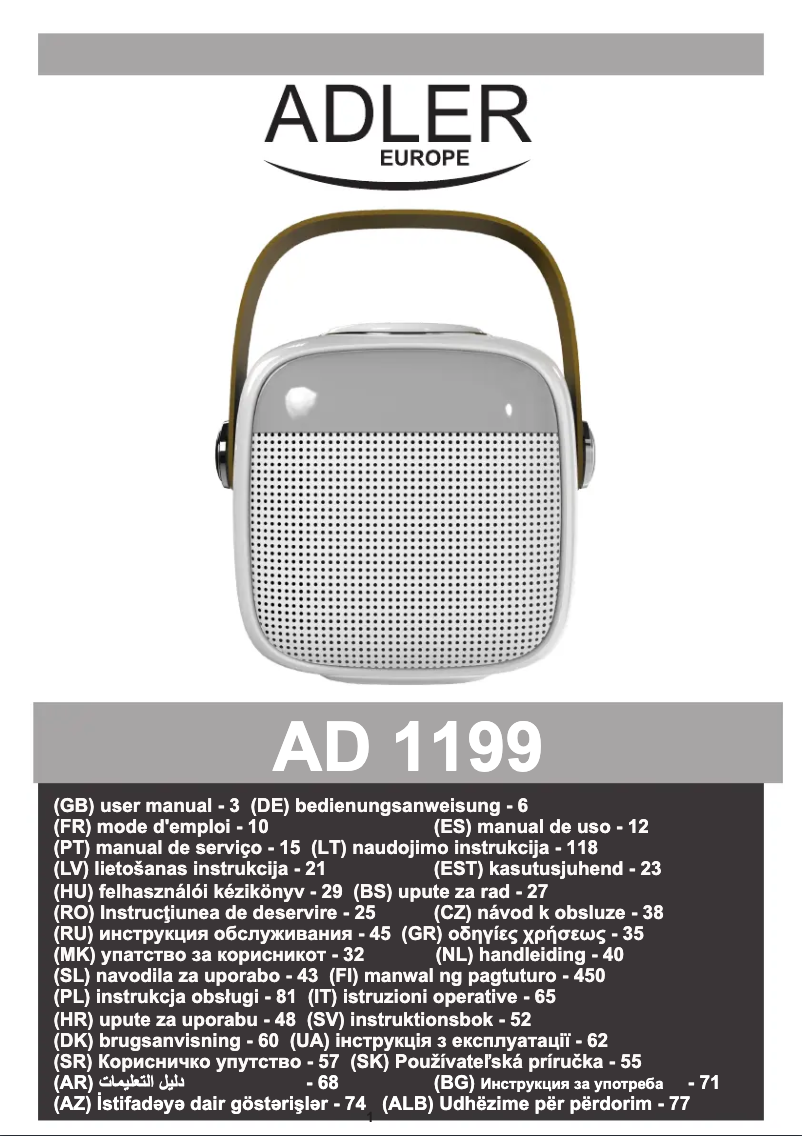 Page 1 of the manual User Manual Adler AD 1199
