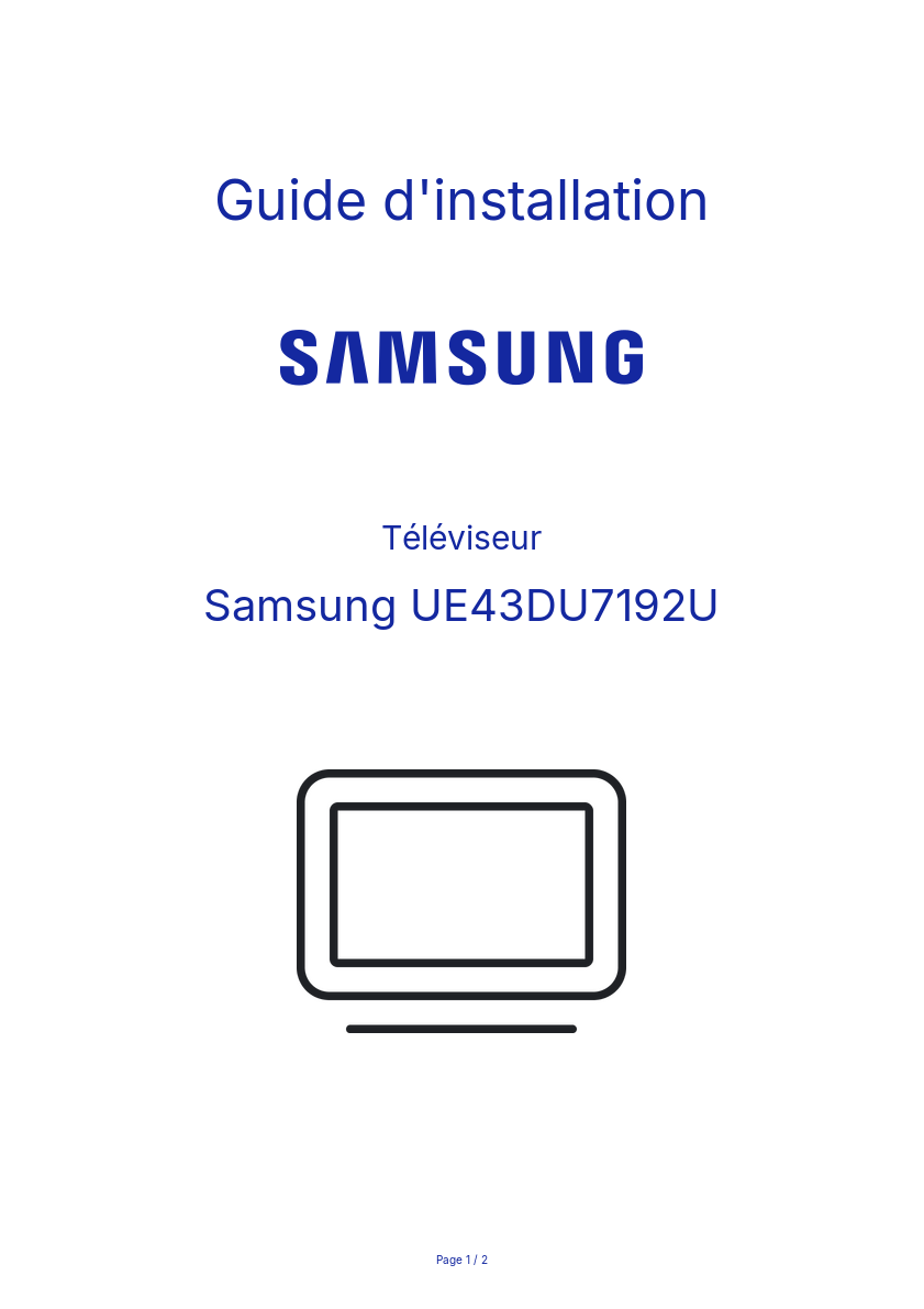 Image de la première page du manuel de l'appareil UE43DU7192U