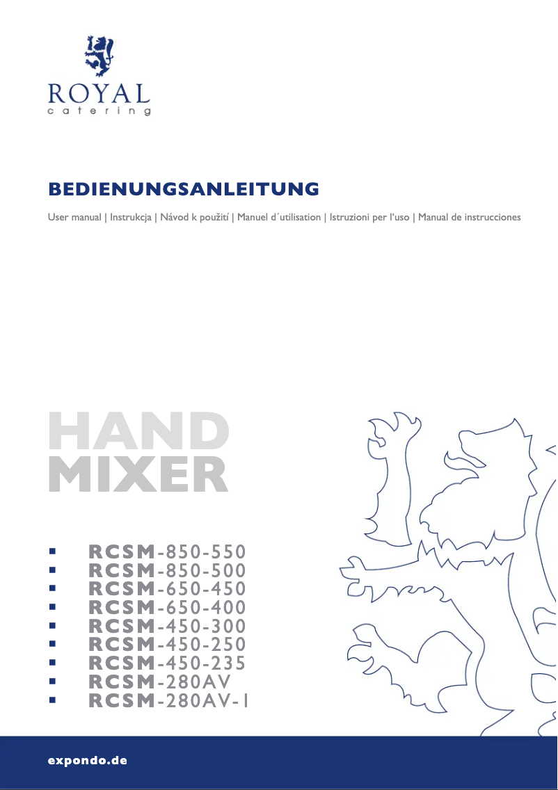 Page n°1 - Manuel utilisateur Royal Catering RCSM-850-500