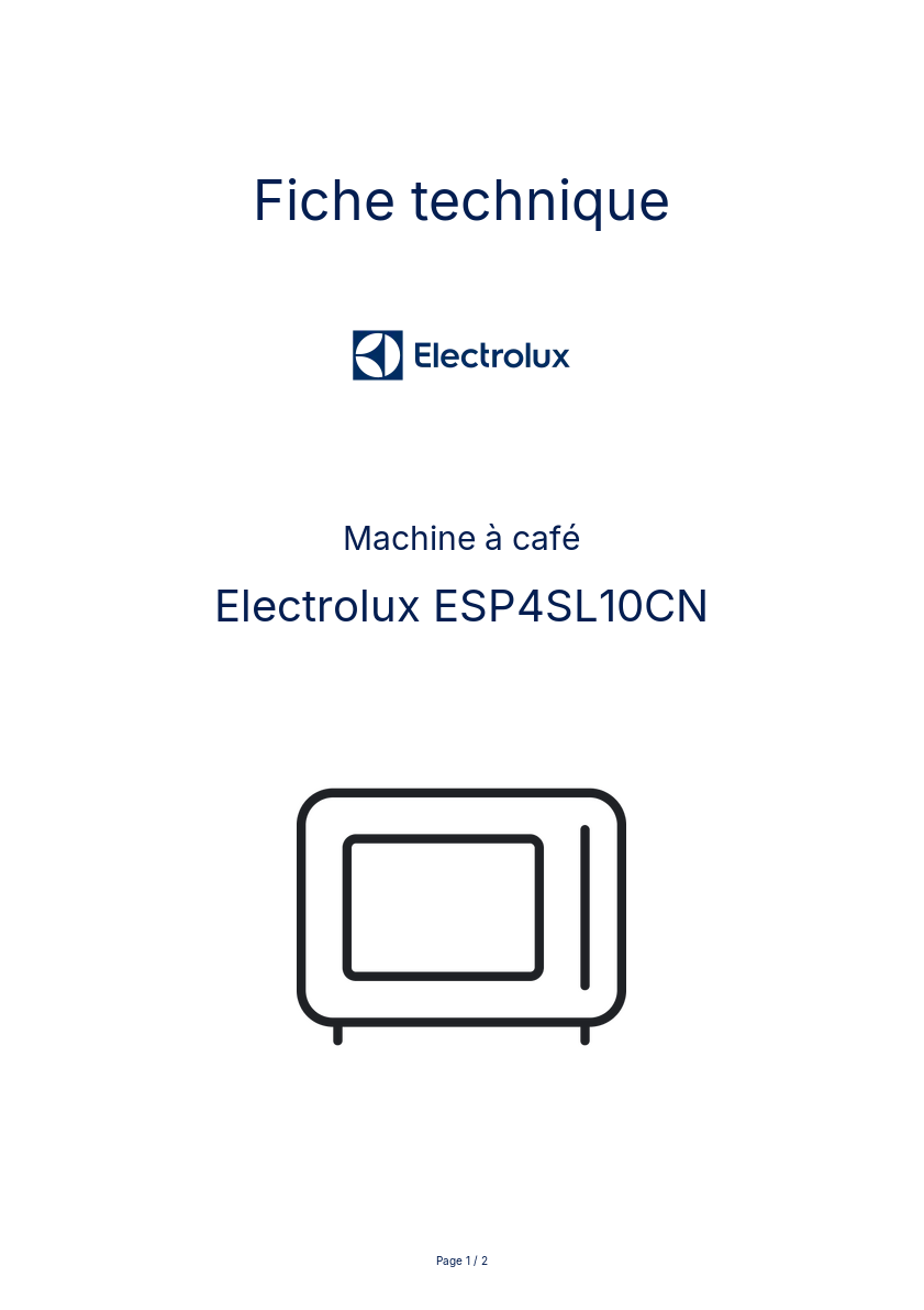 Page n°1 - Fiche technique Electrolux ESP4SL10CN