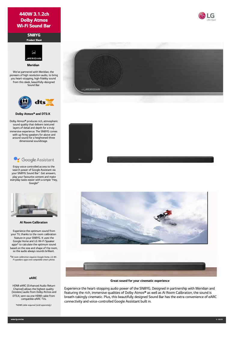 Page 1 de la notice Fiche technique LG SN8YG