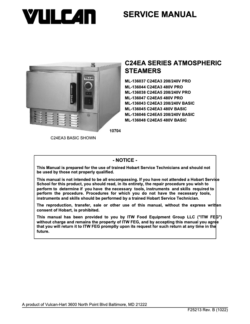 Page 1 de la notice Manuel utilisateur Vulcan C24EA5-LWE
