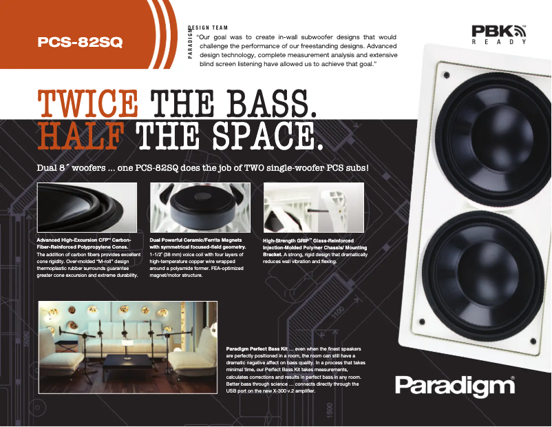 Page 1 de la notice Fiche technique Paradigm PCS-82SQ