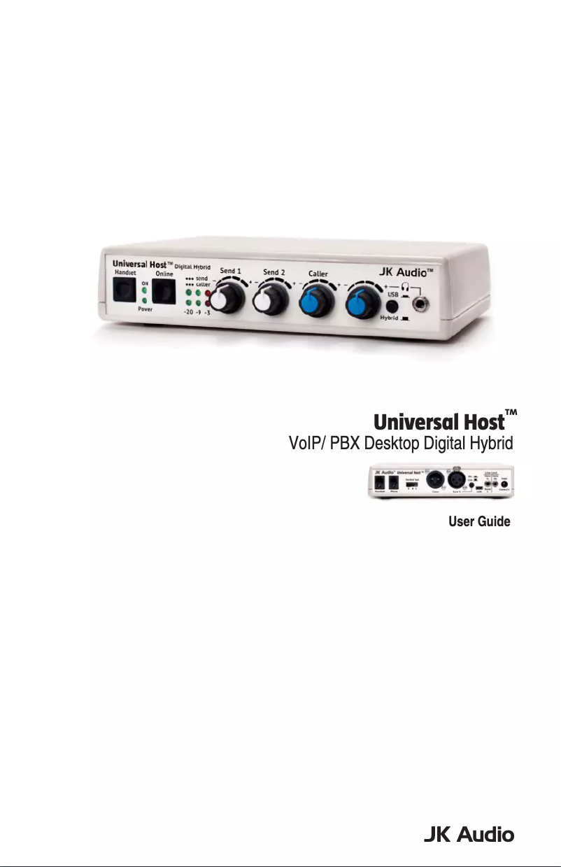 Page n°1 - Manuel utilisateur JK Audio Universal Host