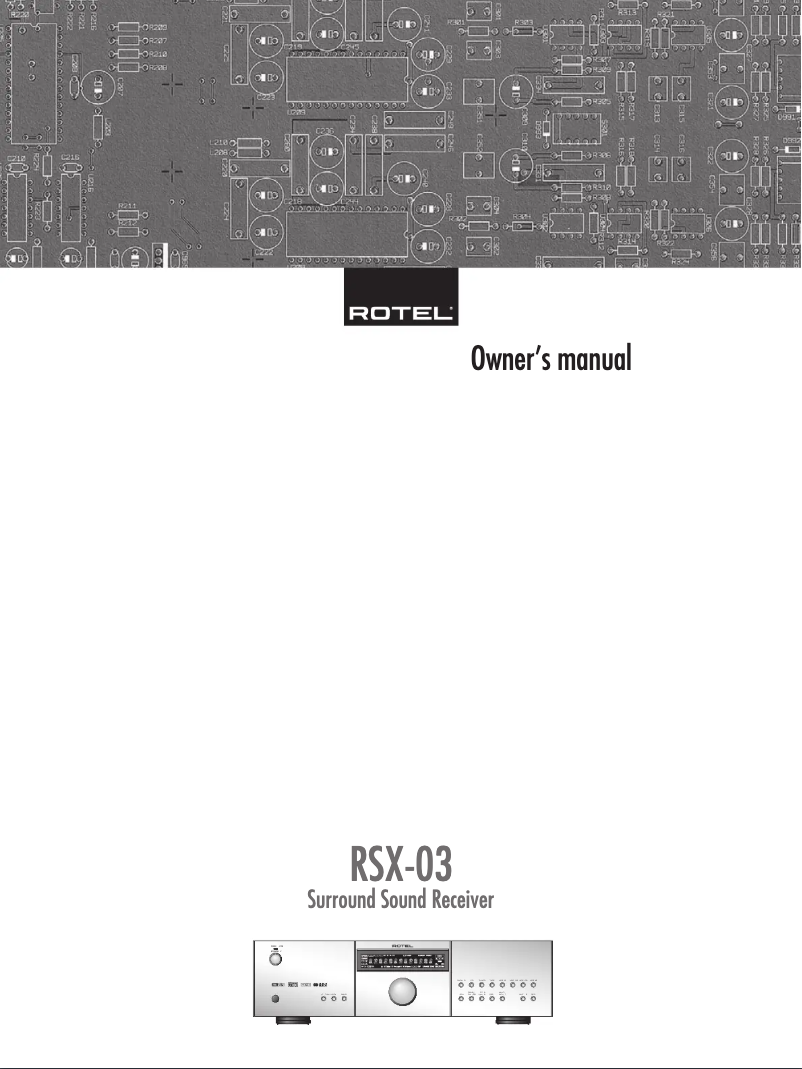 Page n°1 - Manuel utilisateur Rotel RSX-03