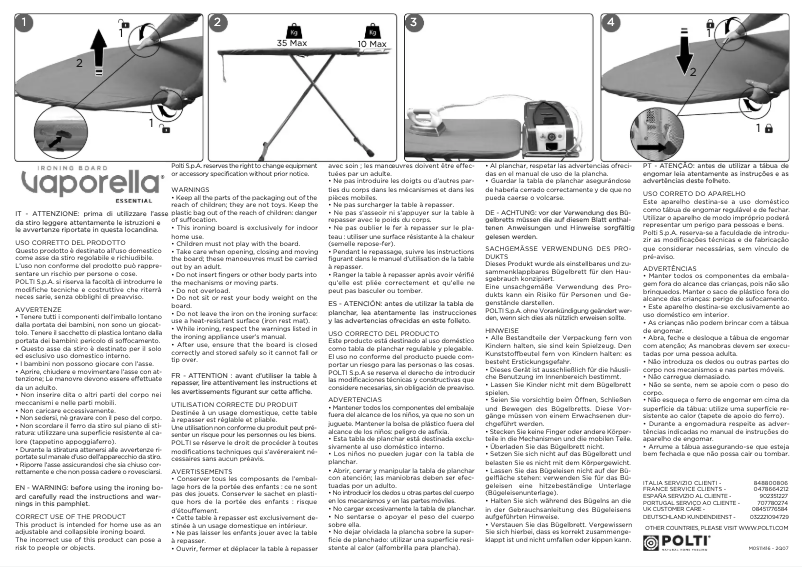 Page n°1 - Manuel utilisateur Polti Vaporella Essential 