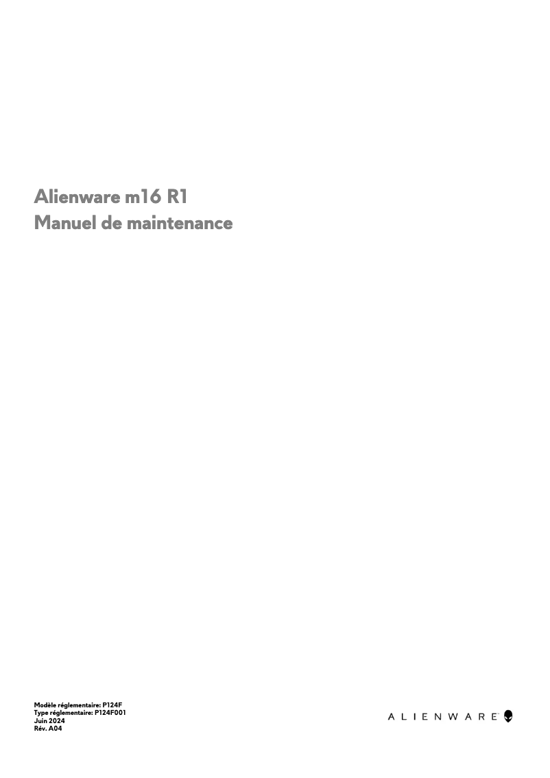 Page 1 de la notice Manuel d'utilisation et d'entretien Alienware m16 R1