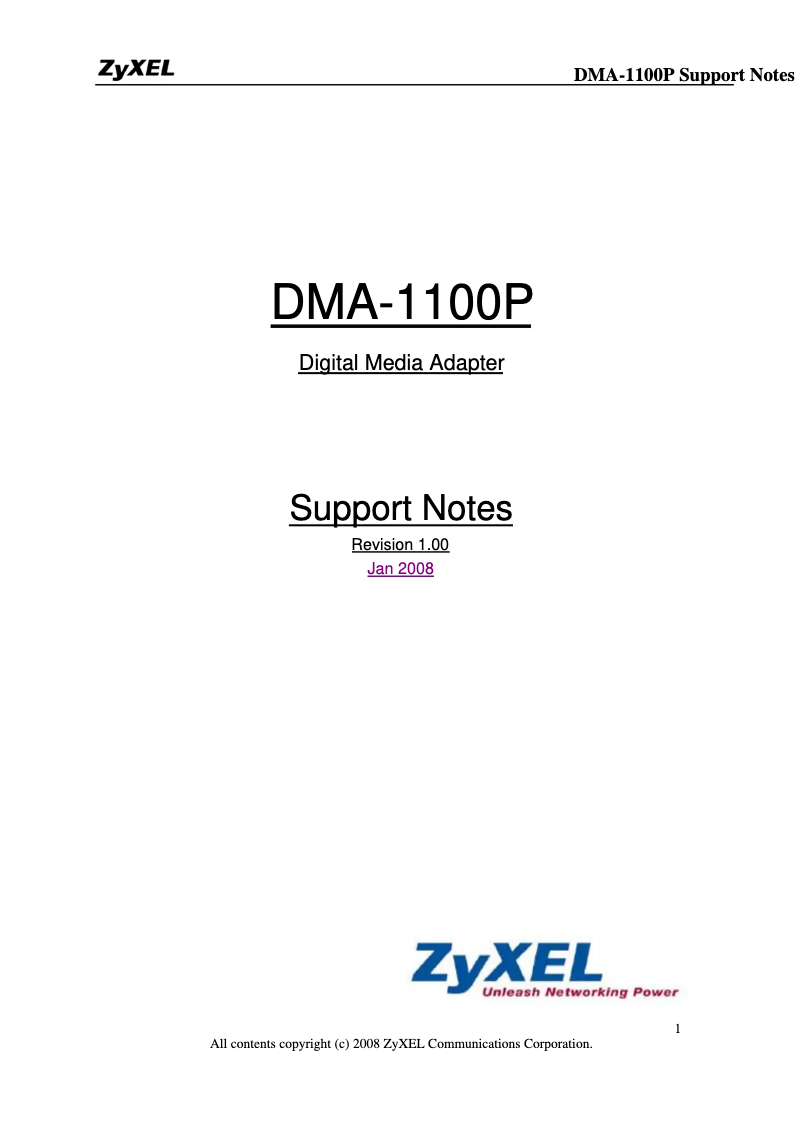 Page 1 de la notice Manuel utilisateur ZyXEL DMA-1100P