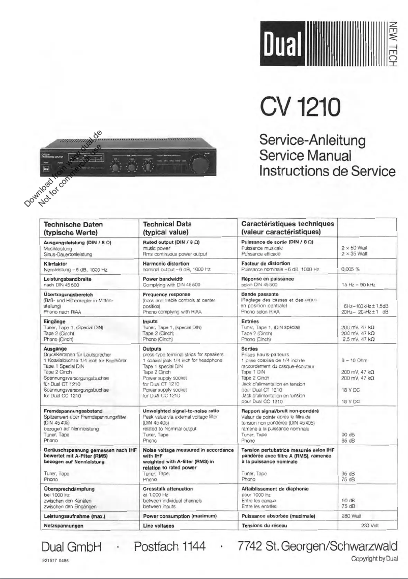 Image de la première page du manuel de l'appareil CV 1210