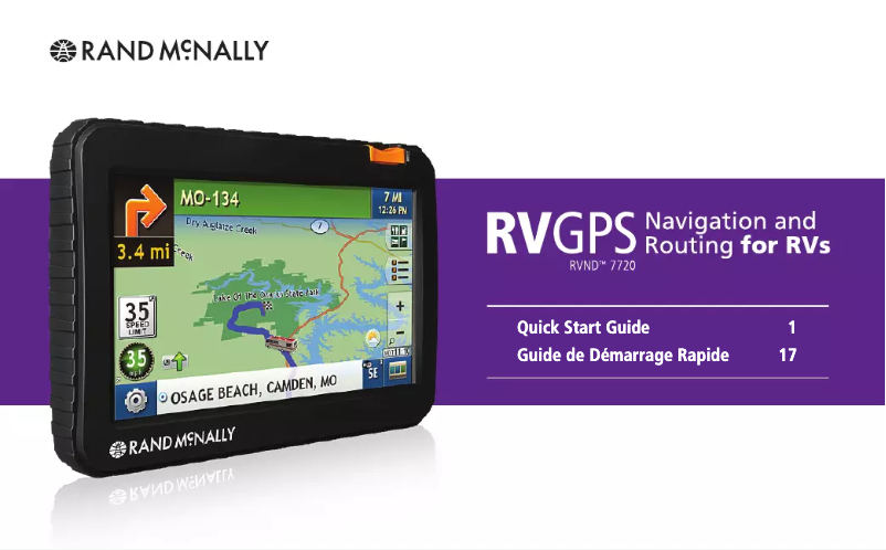 Page n°1 - Guide de démarrage rapide Rand McNally RVND 7720