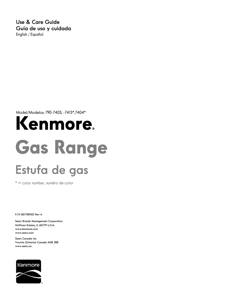 Page 1 de la notice Manuel utilisateur Kenmore 790.74032