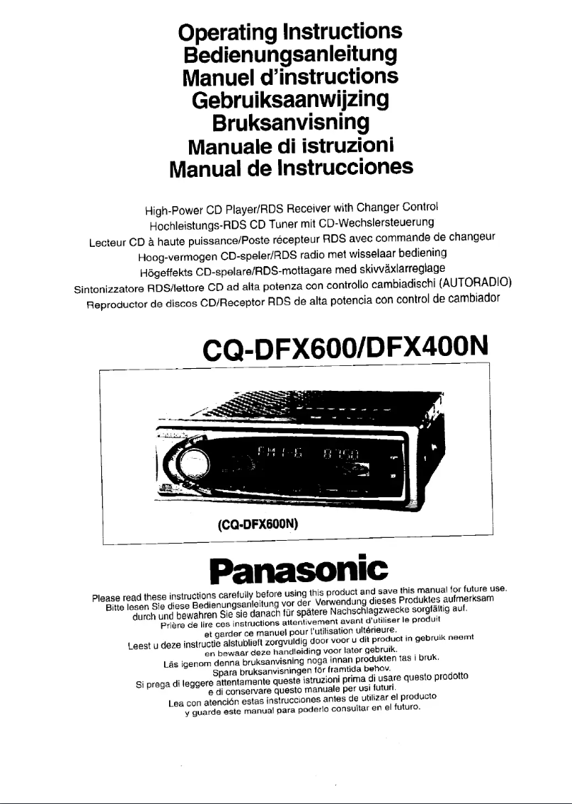 Image de la première page du manuel de l'appareil CQ-DFX600N