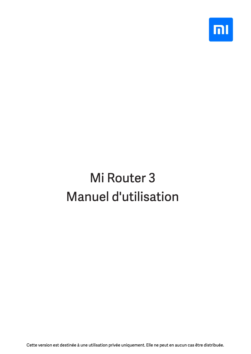 Page 1 of the manual User Manual Xiaomi Mi Router 3