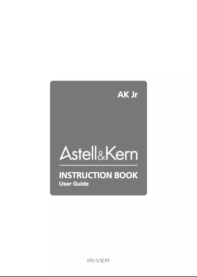 Page 1 de la notice Manuel utilisateur Astell&Kern AK Jr