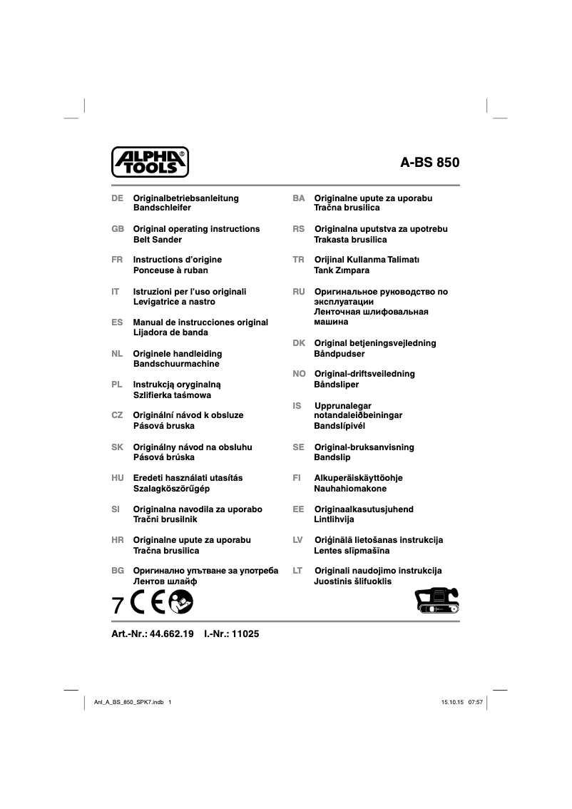 Página 1 del manual Manual de usuario Alpha Tools A-BS 850