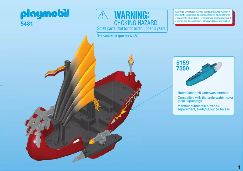 Page 1 de la notice Manuel utilisateur Playmobil Dragons Dragon Battle Ship
