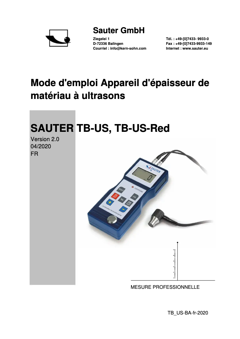 Página 1 del manual Manual de usuario Sauter TB 200-0.1US