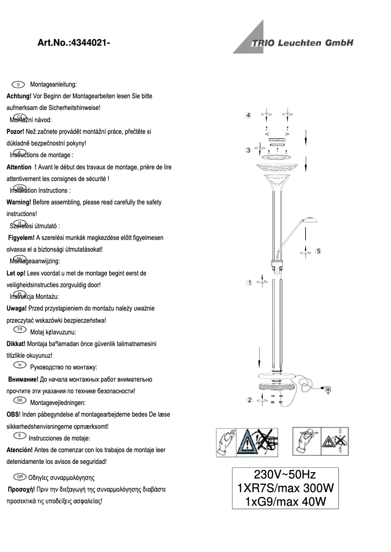 Page n°1 - Manuel utilisateur Trio Lighting Casco 4344021-24