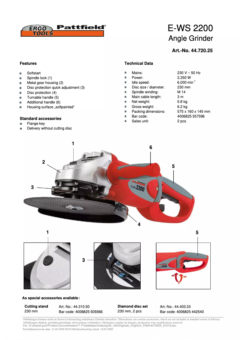 Image de la première page du manuel de l'appareil E-WS 2200
