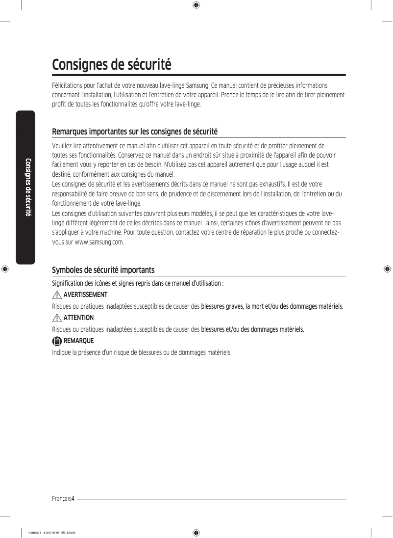 Image de la première page du manuel de l'appareil WW81J5555EA