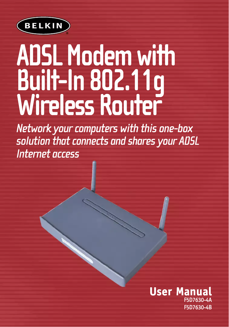 Page 1 de la notice Manuel utilisateur Belkin F5D7630-4B